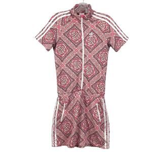 NWOT ADIDAS Dress Girls XL Pink Graphic Geo Print Logo 3 Stripe Short Sleeve